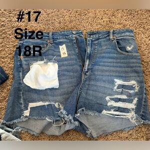 American Eagle Outfitters Blue Distressed Denim Shorts